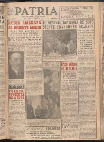 'Patria : diario de Falange Española Tradicionalista y de las J.O.N.S.' - Año XXII Número 6713 - 1957 abril 11