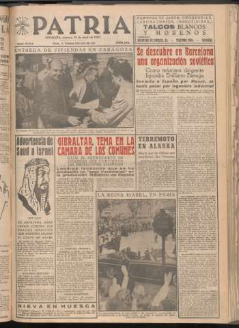 'Patria : diario de Falange Española Tradicionalista y de las J.O.N.S.' - Año XXII Número 6714 - 1957 abril 12