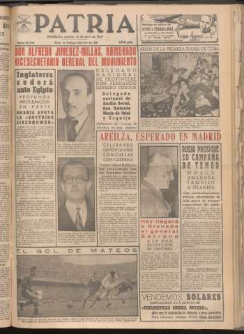 'Patria : diario de Falange Española Tradicionalista y de las J.O.N.S.' - Año XXII Número 6715 - 1957 abril 13
