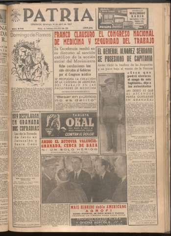 'Patria : diario de Falange Española Tradicionalista y de las J.O.N.S.' - Año XXII Número 6716 - 1957 abril 14