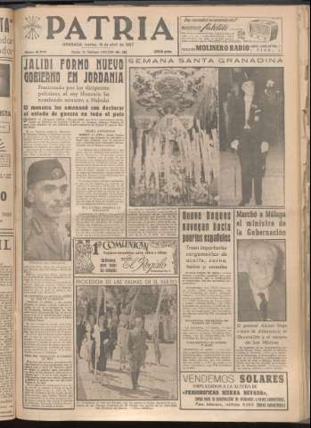 'Patria : diario de Falange Española Tradicionalista y de las J.O.N.S.' - Año XXII Número 6717 - 1957 abril 16
