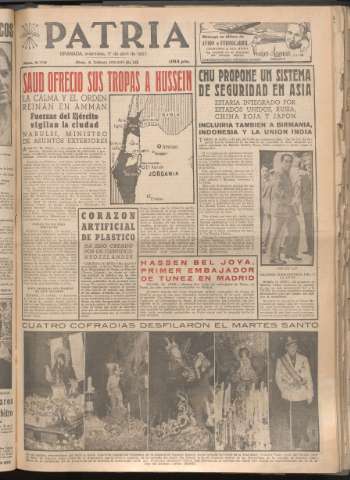 'Patria : diario de Falange Española Tradicionalista y de las J.O.N.S.' - Año XXII Número 6718 - 1957 abril 17