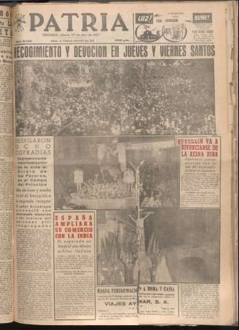 'Patria : diario de Falange Española Tradicionalista y de las J.O.N.S.' - Año XXII Número 6720 - 1957 abril 20