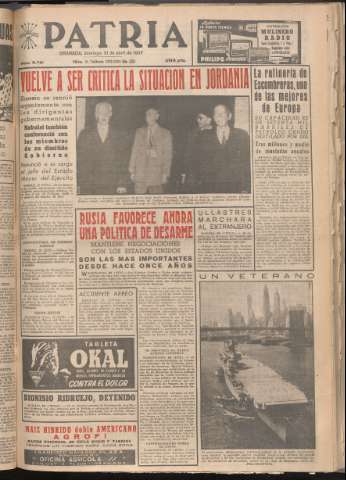 'Patria : diario de Falange Española Tradicionalista y de las J.O.N.S.' - Año XXII Número 6721 - 1957 abril 21