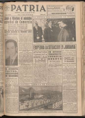 'Patria : diario de Falange Española Tradicionalista y de las J.O.N.S.' - Año XXII Número 6722 - 1957 abril 23