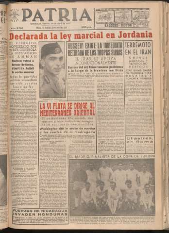 'Patria : diario de Falange Española Tradicionalista y de las J.O.N.S.' - Año XXII Número 6725 - 1957 abril 26