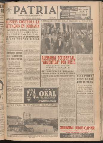 'Patria : diario de Falange Española Tradicionalista y de las J.O.N.S.' - Año XXII Número 6727 - 1957 abril 28