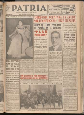 'Patria : diario de Falange Española Tradicionalista y de las J.O.N.S.' - Año XXII Número 6729 - 1957 mayo 1