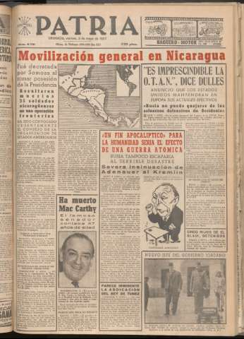 'Patria : diario de Falange Española Tradicionalista y de las J.O.N.S.' - Año XXII Número 6731 - 1957 mayo 3