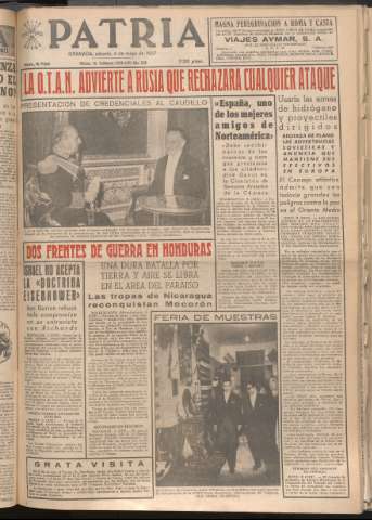 'Patria : diario de Falange Española Tradicionalista y de las J.O.N.S.' - Año XXII Número 6732 - 1957 mayo 4