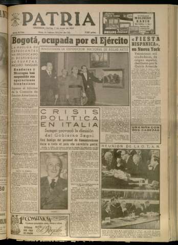 'Patria : diario de Falange Española Tradicionalista y de las J.O.N.S.' - Año XXII Número 6734 - 1957 mayo 7