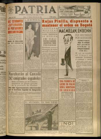 'Patria : diario de Falange Española Tradicionalista y de las J.O.N.S.' - Año XXII Número 6735 - 1957 mayo 8