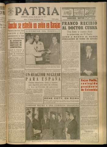 'Patria : diario de Falange Española Tradicionalista y de las J.O.N.S.' - Año XXII Número 6737 - 1957 mayo 10