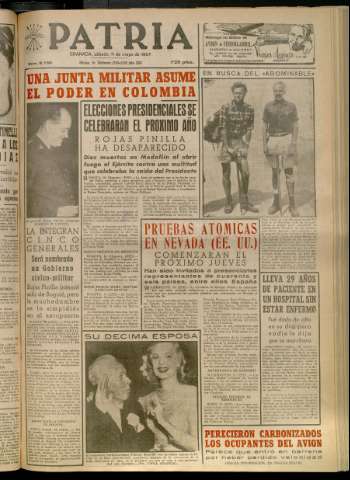 'Patria : diario de Falange Española Tradicionalista y de las J.O.N.S.' - Año XXII Número 6738 - 1957 mayo 11