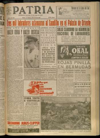 'Patria : diario de Falange Española Tradicionalista y de las J.O.N.S.' - Año XXII Número 6739 - 1957 mayo 12