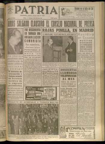 'Patria : diario de Falange Española Tradicionalista y de las J.O.N.S.' - Año XXII Número 6740 - 1957 mayo 14