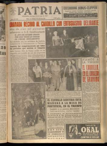 'Patria : diario de Falange Española Tradicionalista y de las J.O.N.S.' - Año XXII Número 6745 - 1957 mayo 19
