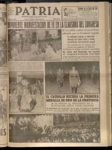 'Patria : diario de Falange Española Tradicionalista y de las J.O.N.S.' - Año XXII Número 6746 - 1957 mayo 21