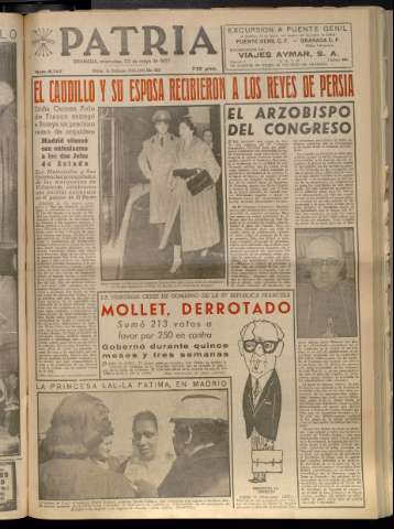 'Patria : diario de Falange Española Tradicionalista y de las J.O.N.S.' - Año XXII Número 6747 - 1957 mayo 22
