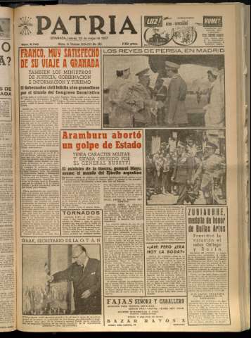 'Patria : diario de Falange Española Tradicionalista y de las J.O.N.S.' - Año XXII Número 6748 - 1957 mayo 23