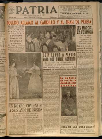 'Patria : diario de Falange Española Tradicionalista y de las J.O.N.S.' - Año XXII Número 6750 - 1957 mayo 25