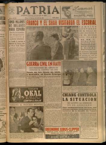 'Patria : diario de Falange Española Tradicionalista y de las J.O.N.S.' - Año XXII Número 6751 - 1957 mayo 26