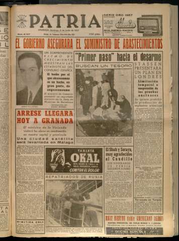 'Patria : diario de Falange Española Tradicionalista y de las J.O.N.S.' - Año XXII Número 6757 - 1957 junio 2