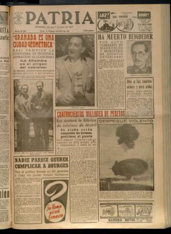 'Patria : diario de Falange Española Tradicionalista y de las J.O.N.S.' - Año XXII Número 6761 - 1957 junio 7