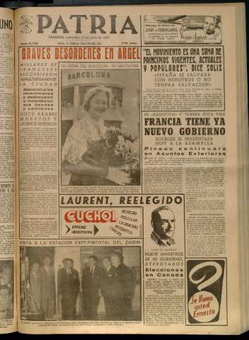 'Patria : diario de Falange Española Tradicionalista y de las J.O.N.S.' - Año XXII Número 6765 - 1957 junio 12