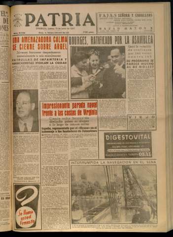 'Patria : diario de Falange Española Tradicionalista y de las J.O.N.S.' - Año XXII Número 6766 - 1957 junio 13