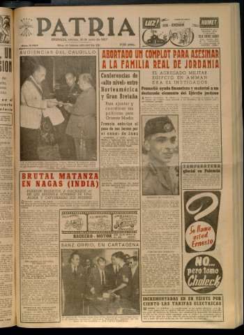 'Patria : diario de Falange Española Tradicionalista y de las J.O.N.S.' - Año XXII Número 6767 - 1957 junio 14