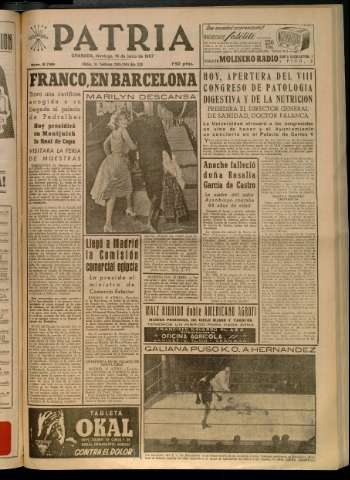 'Patria : diario de Falange Española Tradicionalista y de las J.O.N.S.' - Año XXII Número 6769 - 1957 junio 16
