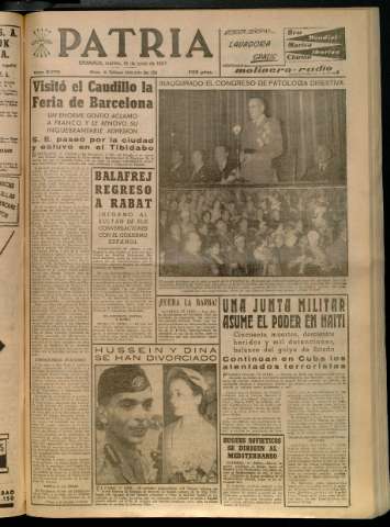 'Patria : diario de Falange Española Tradicionalista y de las J.O.N.S.' - Año XXII Número 6770 - 1957 junio 18