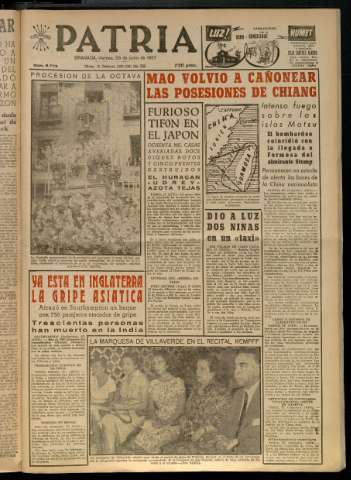 'Patria : diario de Falange Española Tradicionalista y de las J.O.N.S.' - Año XXII Número 6779 - 1957 junio 28