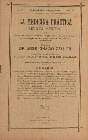 'La Medicina práctica revista mensual de medicina, cirugía, farmacia y defensora de los intereses profesionales de la clase médica y farmacéutica' - Año IV Número 40 - 1905 junio 15