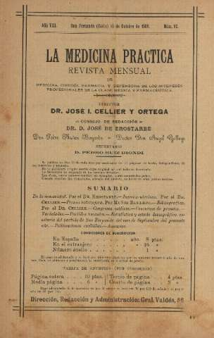 'La Medicina práctica revista mensual de medicina, cirugía, farmacia y defensora de los intereses profesionales de la clase médica y farmacéutica' - Año VIII Número 92 - 1909 octubre 15