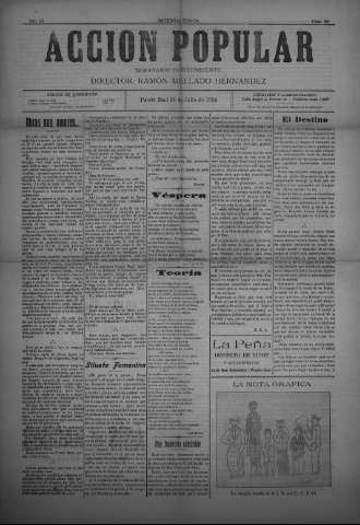 'Acción popular : semanario independiente' - segunda época Año VI Número 89 - 1926 julio 24