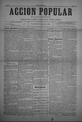 'Acción popular : semanario independiente' - segunda época Año VI Número 92 - 1926 agosto 14
