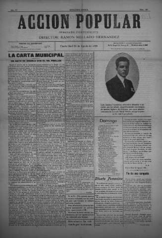 'Acción popular : semanario independiente' - segunda época Año VI Número 93 - 1926 agosto 24