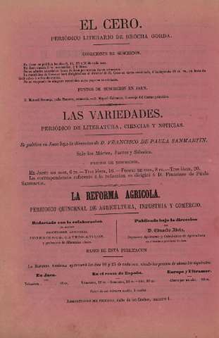 'El cero : periódico literario de brocha gorda' - Año 1 Número 8 - 1867 marzo 30