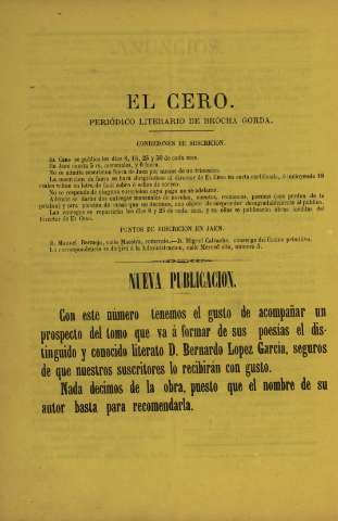 'El cero : periódico literario de brocha gorda' - Año 1 Número 17 - 1867 junio 8