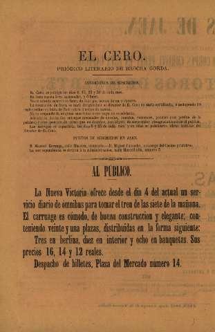 'El cero : periódico literario de brocha gorda' - Año 1 Número 18 - 1867 junio 15