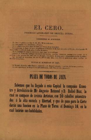 'El cero : periódico literario de brocha gorda' - Año 1 Número 19 - 1867 junio 23