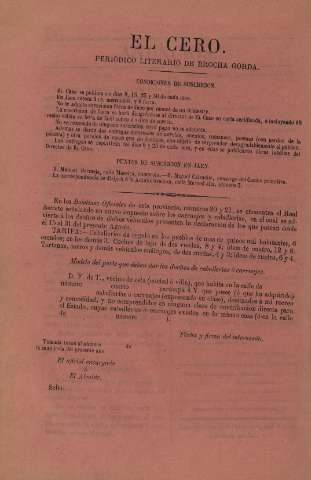 'El cero : periódico literario de brocha gorda' - Año 1 Número 27 - 1867 agosto 23