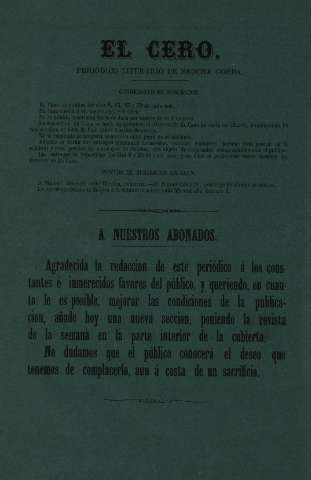 'El cero : periódico literario de brocha gorda' - Año 1 Número 28 - 1867 agosto 30