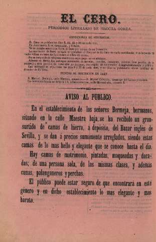 'El cero : periódico literario de brocha gorda' - Año 1 Número 41 - 1867 diciembre 8
