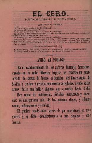 'El cero : periódico literario de brocha gorda' - Año 1 Número 42 - 1867 diciembre 15