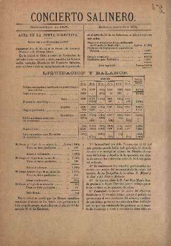 'Concierto salinero : [Boletín social]' - Número 266 - 1897 noviembre 30
