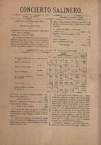 'Concierto salinero : [Boletín social]' - Número 273 - 1898 junio 30