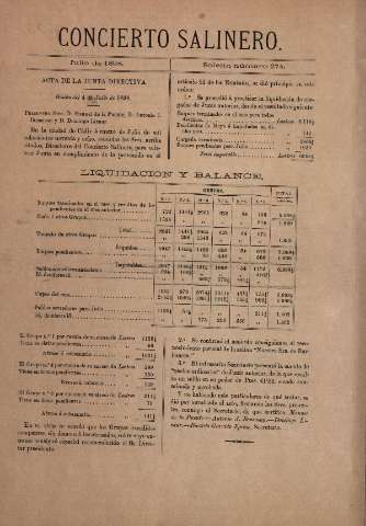 'Concierto salinero : [Boletín social]' - Número 274 - 1898 julio 31